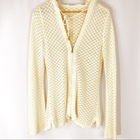 Athleta Sweaters - SOLD Athleta Knit Crochet Zipped Hooded Cardigan
